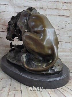 Antoine Bronze Lion Serpent Sculpture Le Serpent Important Statue Art