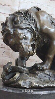 Antoine Bronze Lion Serpent Sculpture Le Serpent Important Statue Art