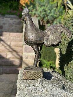 Art Africain Sculpture Coq en Bronze / Nigeria/