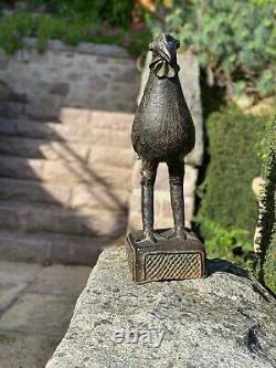 Art Africain Sculpture Coq en Bronze / Nigeria/