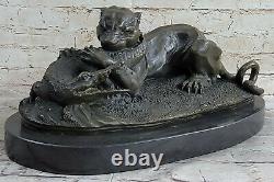 Art Déco Bronze Crocodile Par / Barye 1820 Français Artisan Sculpture Statue