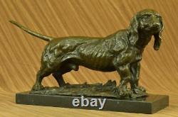 Art Déco Bronze Sculpture Statue Basset Bloodhound Chien Sleuth Figurine Art