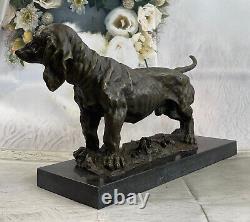 Art Déco Bronze Sculpture Statue Basset Bloodhound Chien Sleuth Figurine Large