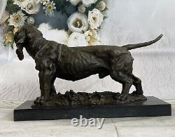 Art Déco Bronze Sculpture Statue Basset Bloodhound Chien Sleuth Figurine Large