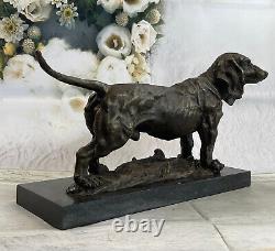 Art Déco Bronze Sculpture Statue Basset Bloodhound Chien Sleuth Figurine Large