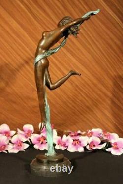 Art Déco Bronze Statue Chair Actrice Dancer Jazz Italien Artiste Aldo Vitaleh