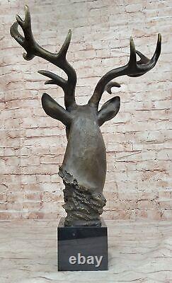 Art Déco Buck Renne Élan Cerf 24 Statue Bronze Figurine Sculpture Cadeau