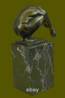 Art Déco Chair Mâle Plongeur Bronze Sculpture Marbre Base Figurine Décor Maison