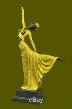 Art Déco Chaud Fonte Bronze Gracieux Ballerine Statue Sculpture Chiparus Gif