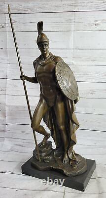 Art Déco Classique Large Romain Guerrier / Soldat Musée Qualité Bronze Sculpture