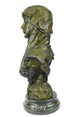 Art Déco Doré Bronze Femelle Déesse Buste Statue Grand Détail Sculpture Nr