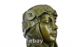 Art Déco Doré Bronze Femelle Déesse Buste Statue Grand Détail Sculpture Nr