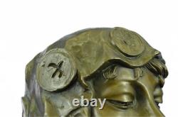 Art Déco Doré Bronze Femelle Déesse Buste Statue Grand Détail Sculpture Nr