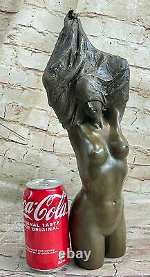 Art Déco Fait Chair Femelle Femme Buste Bronze Sculpture Figurine Figure