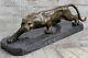 Art Déco Fait Mountain Lion Bronze Faune Sculpture Par Barye Affaire