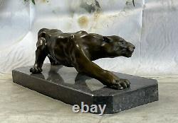 Art Déco Fait Mountain Lion Bronze Faune Sculpture Par Barye Affaire