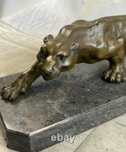 Art Déco Fait Mountain Lion Bronze Faune Sculpture Par Barye Affaire