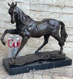 Art Déco Fait Signée M. LOPEZ Sauvage Arabe Cheval Bronze Sculpture Figurine