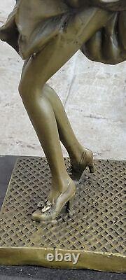 Art Déco Fait à la Main Sculpture Marilyn Monroe Femme Cuivre Bronze Statue