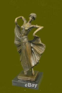 Art Déco Flair Danseuse Bronze Sculpture par Chiparus Statue Marbre Figurine