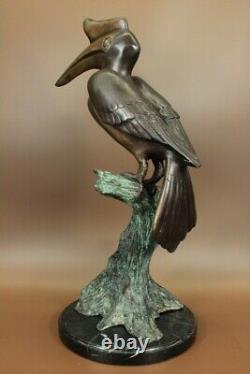 Art Déco Héron Édition Limitée Bronze Sculpture Marshland Décor Maison Figurine