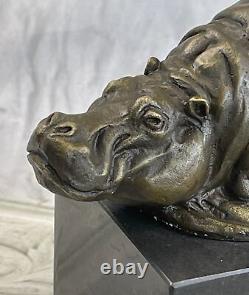 Art Déco Hipo Hippopotame Fonte Collectionneur Édition Bronze Sculpture Statue