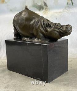 Art Déco Hipo Hippopotame Fonte Collectionneur Édition Bronze Sculpture Statue