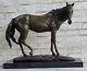 Art Déco Hommes Racing Arabe Cheval Bronze Fonte Sculpture Marbre Figurine Vente