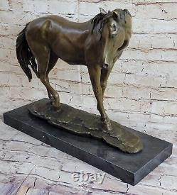 Art Déco Hommes Racing Arabe Cheval Bronze Fonte Sculpture Marbre Figurine Vente