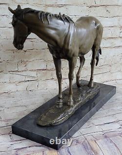 Art Déco Hommes Racing Arabe Cheval Bronze Fonte Sculpture Marbre Figurine Vente