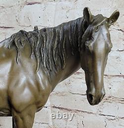 Art Déco Hommes Racing Arabe Cheval Bronze Fonte Sculpture Marbre Figurine Vente