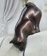 Art Déco Lion Signée Bronze Statue Figurine Cubiste Sauvage Chat Sculpture