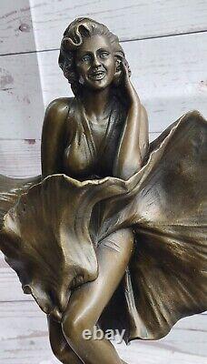 Art Déco Marbre Bronze Sculpture Statue Figurine Sexy Érotique Marilyn Monroe