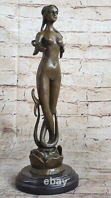 Art Déco Mythique 16 Grand Sirène Bronze Sculpture Statue Classique Ouvre