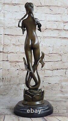 Art Déco Mythique 16 Grand Sirène Bronze Sculpture Statue Classique Ouvre