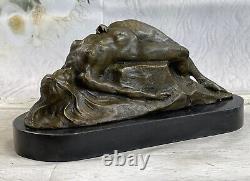 Art Déco / Nouveau Chair Nue Couchage Femme Fille Bronze Sculpture Figurine