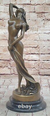 Art Déco / Nouveau Érotique Nu Nue Femme Femelle 100% Solide Bronze Sculpture