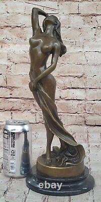 Art Déco / Nouveau Érotique Nu Nue Femme Femelle 100% Solide Bronze Sculpture