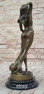 Art Déco / Nouveau Érotique Nu Nue Femme Femelle 100% Solide Bronze Sculpture