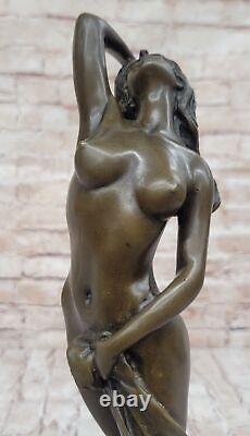 Art Déco / Nouveau Érotique Nu Nue Femme Femelle 100% Solide Bronze Sculpture