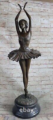 Art Déco Nouveau Prima Ballerine Danseuse Classique Bronze Sculpture Par Collet