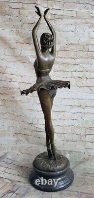 Art Déco Nouveau Prima Ballerine Danseuse Classique Bronze Sculpture Par Collet