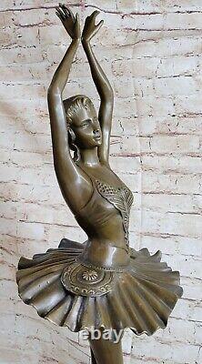 Art Déco Nouveau Prima Ballerine Danseuse Classique Bronze Sculpture Par Collet