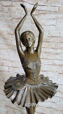 Art Déco Nouveau Prima Ballerine Danseuse Classique Bronze Sculpture Par Collet