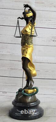 Art Déco Or Accent Store Justice Original Signé Mayer Bronze Sculpture Figurine