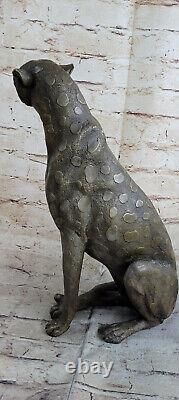 Art Déco Puma Jaguar Faune Guépard Bronze Sculpture Statue Figurine Décor