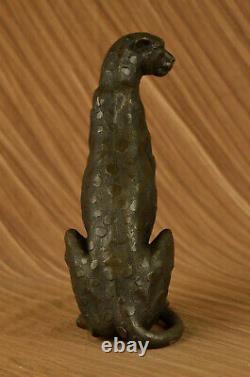 Art Déco Puma Jaguar Wildlife Guépard Bronze Sculpture Statue Figurine Hot Fonte