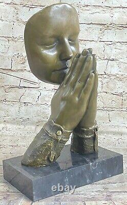 Art Déco Religieux Priante Main Hommage Dali Par Milo Bronze Sculpture Figurine