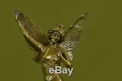 Art Déco Reproduction Fairy Papillons Ang Bronze Sculpture Main Figurine Solde