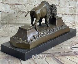 Art Déco Russell Américain Artiste Buffalo Bison Bronze Fonte Sculpture Statue